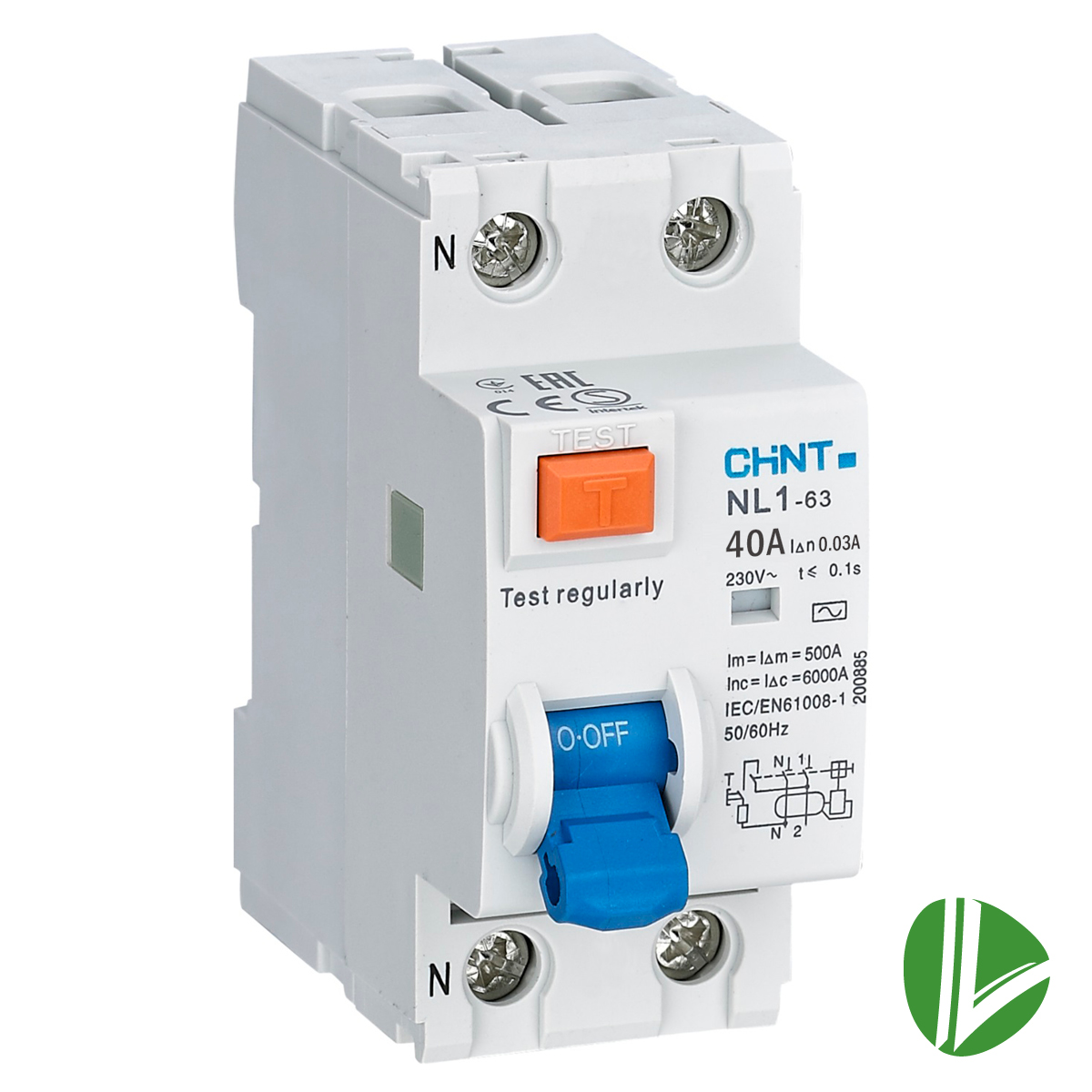 INTERRUPTOR DIFERENCIAL 2X40A, 30MA, AC, SERIE LN1, CHINT