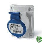 ENCHUFE MONOFASICO HEMBRA 16A EMBUTIDO IP44 INDUSTRIAL 220V SCAME, seguro y resistente para uso intensivo en entornos húmedos y polvorientos.