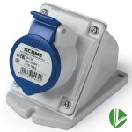 ENCHUFE MONOFASICO HEMBRA 16A SOBREPUESTO IP44 INDUSTRIAL 380V SCAME, seguro y resistente para uso intensivo en entornos húmedos y polvorientos.