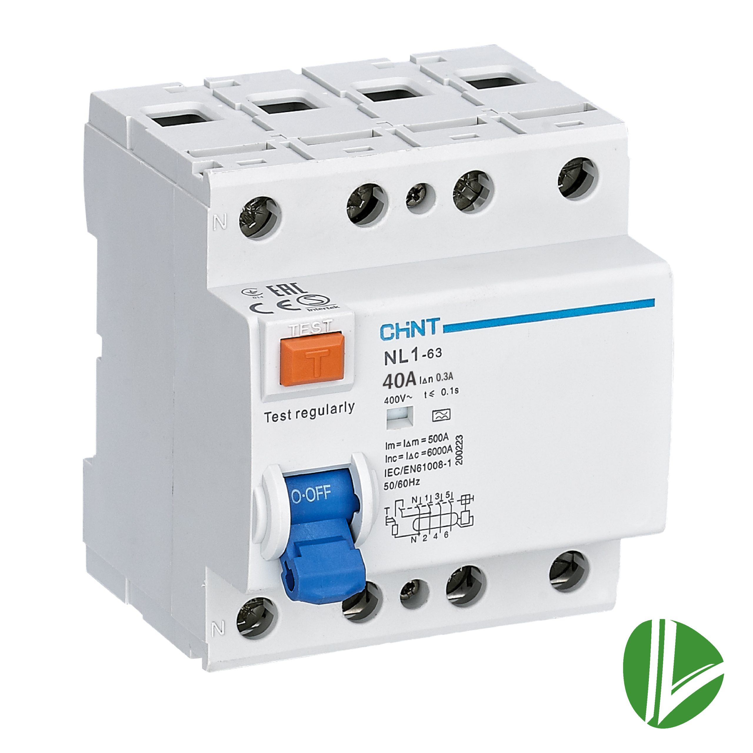 INTERRUPTOR DIFERENCIAL 4X40A, 300MA, A, SERIE LN1, CHINT