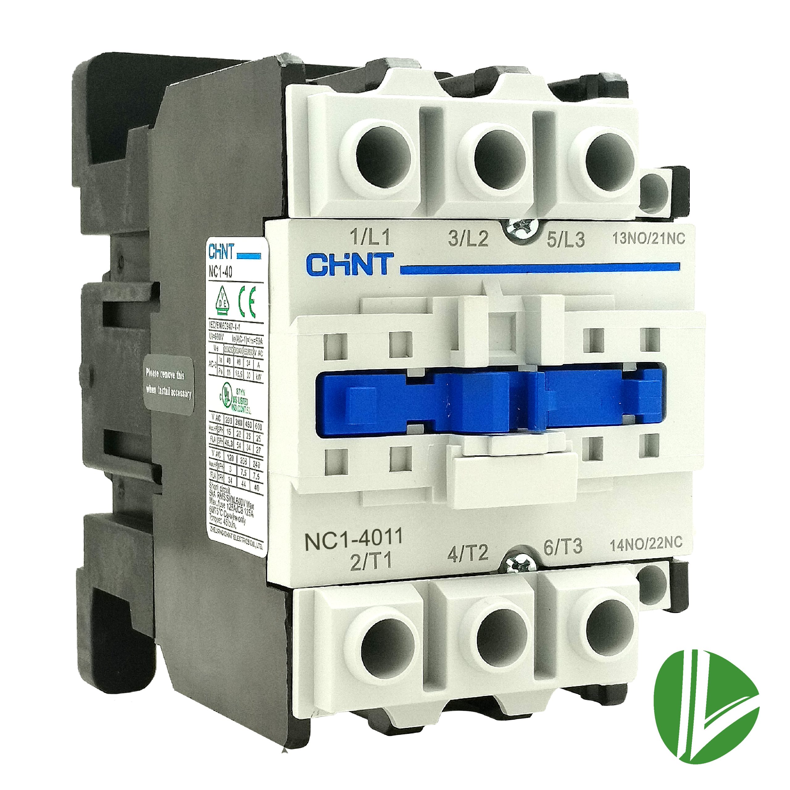 CONTACTOR TRIFASICO 3X40A 18,5KW, 1NA AC3/380V CONTROL 220Vac LINEA NC1-4011 CHINT