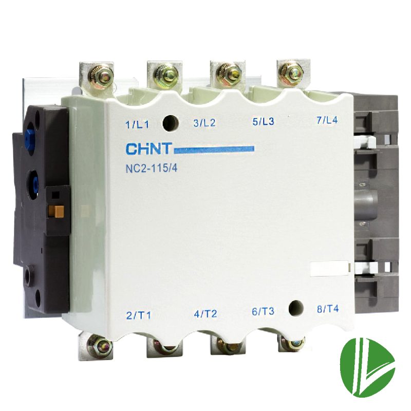 CONTACTOR TETRAPOLAR 4X115A 55KW 380VAC, CONTROL 220Vac LINEA NC2-115/4 CHINT