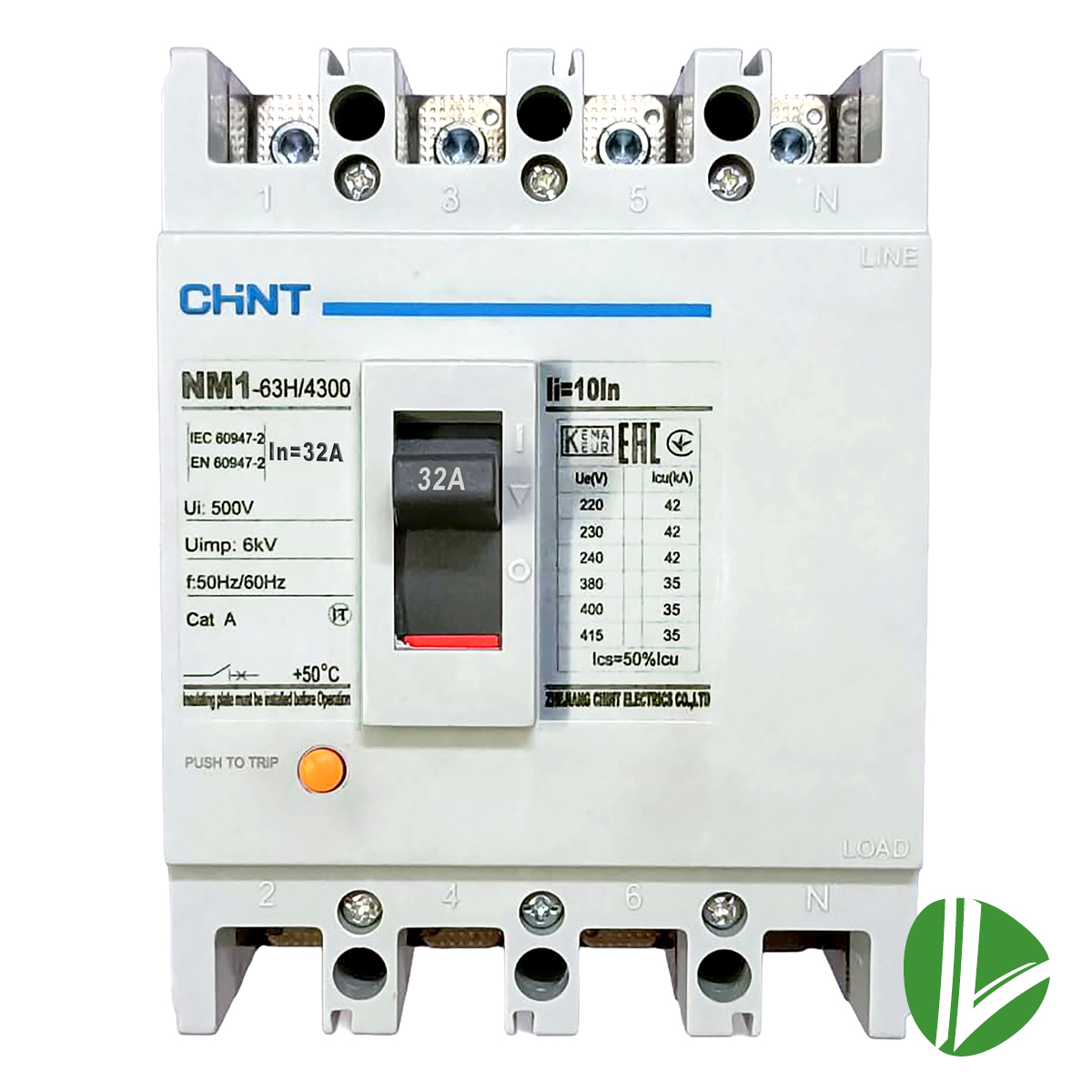 INTERRUPTOR CAJA MOLDEADA 4P NM1-63H-4300 32A (FIJO) 415V 35KA