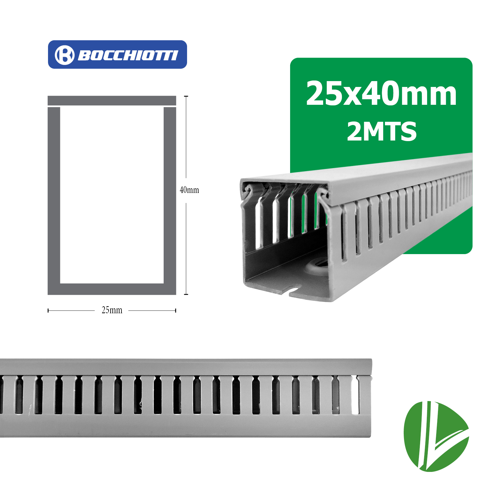 CANALETA RANURADA BOCCHIOTTIC 25X40H