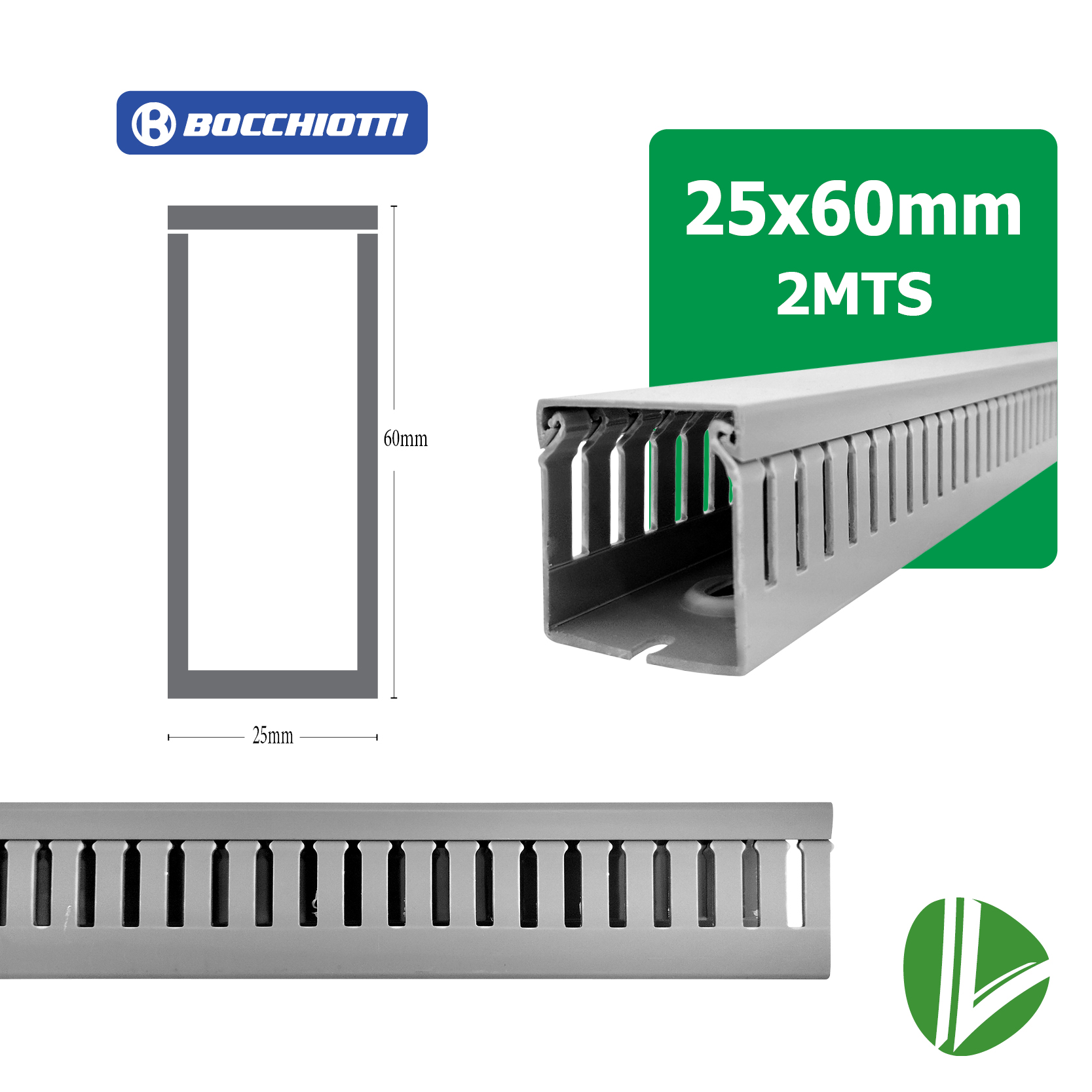 CANALETA RANURADA BOCCHIOTTIC 25X60H