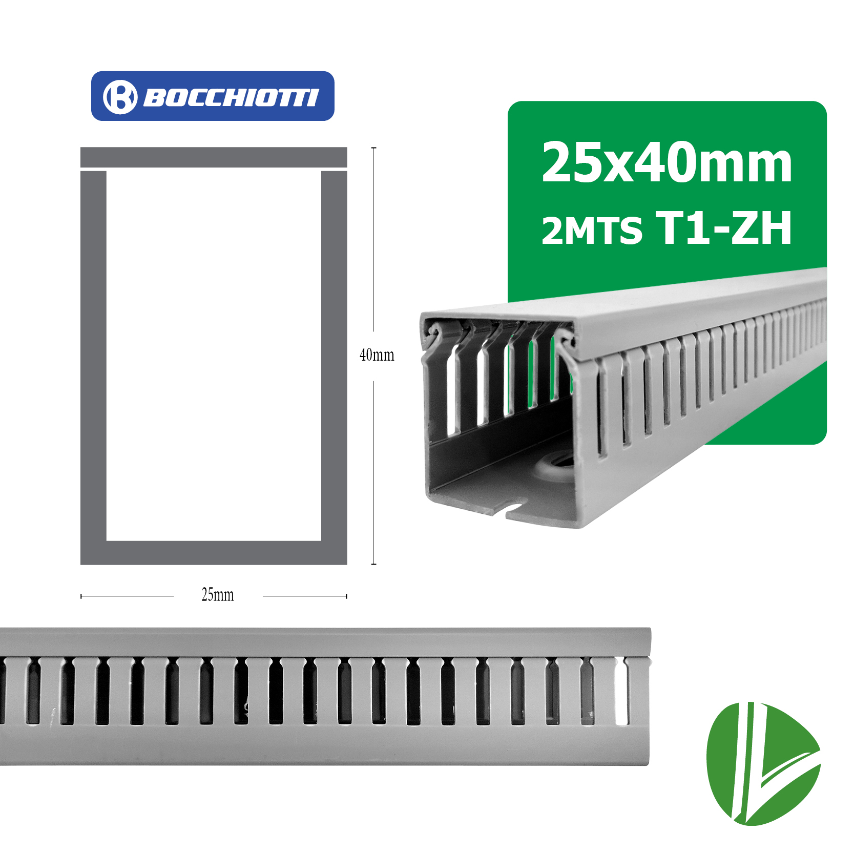 CANALETA RANURADA LIBRE-HALOGENO T1-ZH BOCCHIOTTIC 25X40H