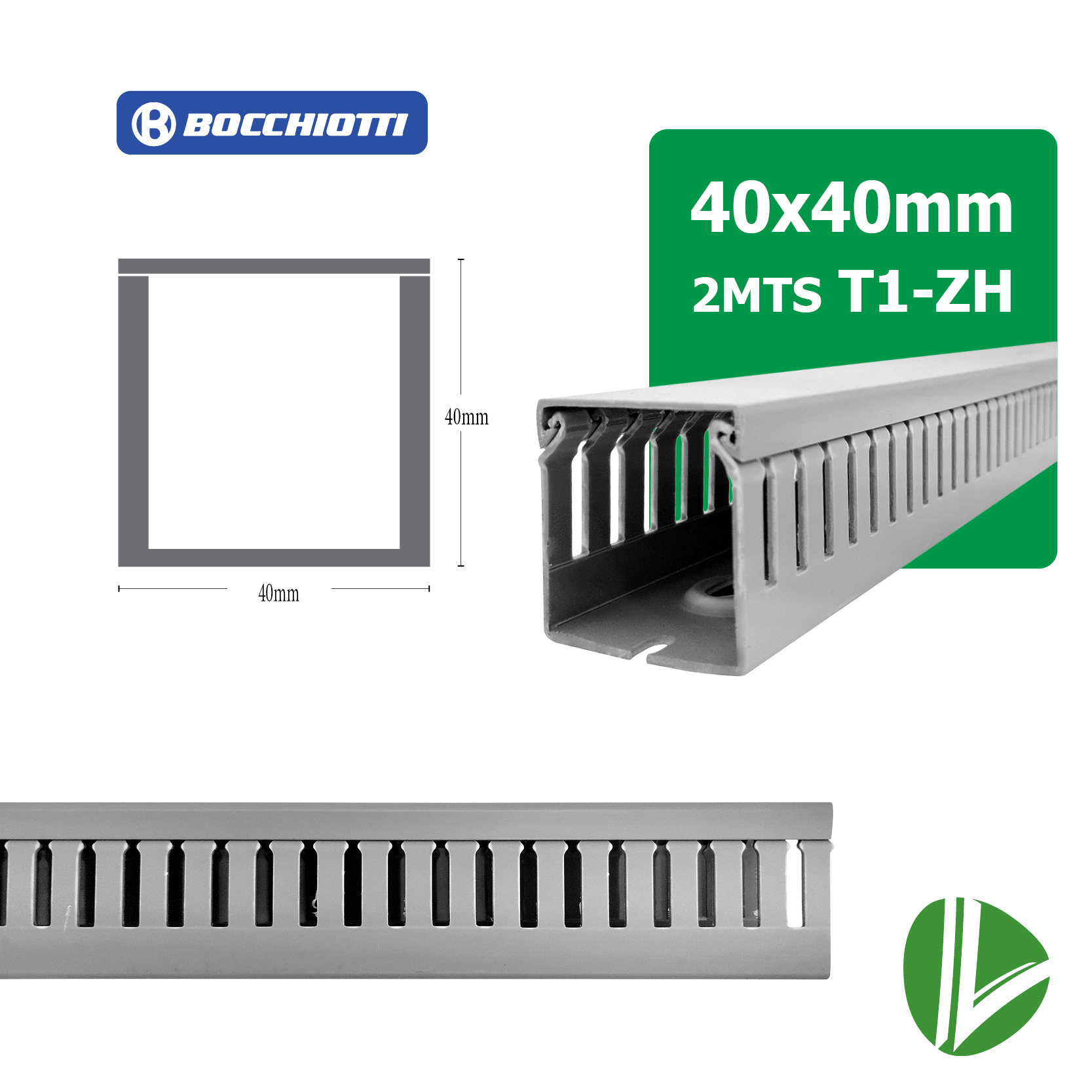 CANALETA RANURADA LIBRE-HALOGENO T1-ZH BOCCHIOTTIC 40X40H