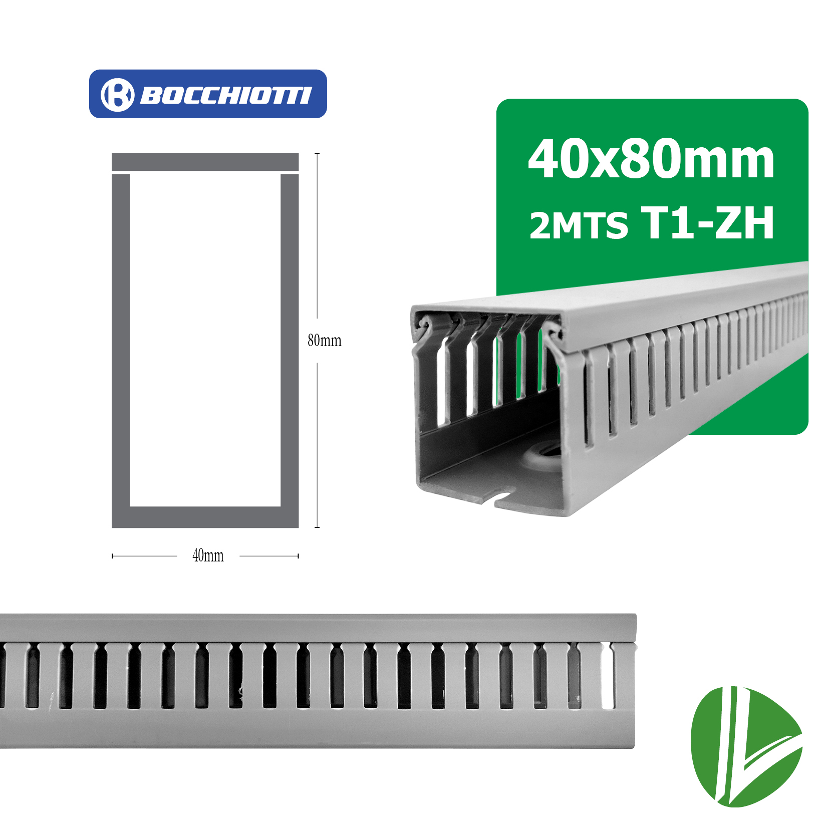 CANALETA RANURADA LIBRE-HALOGENO T1-ZH BOCCHIOTTIC 40X80H