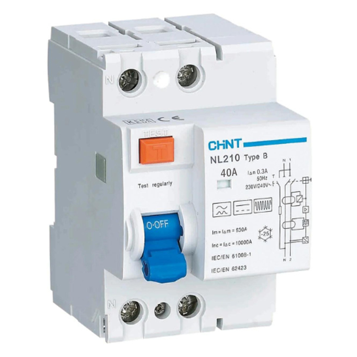 Diferencial 2X40 300mA B: ideal para viviendas e industrias. Asegura seguridad ante contactos directos e indirectos. CHINT